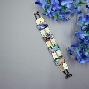 Genuine Abalone Shell and Mother of Pearl Vintage Bracelet